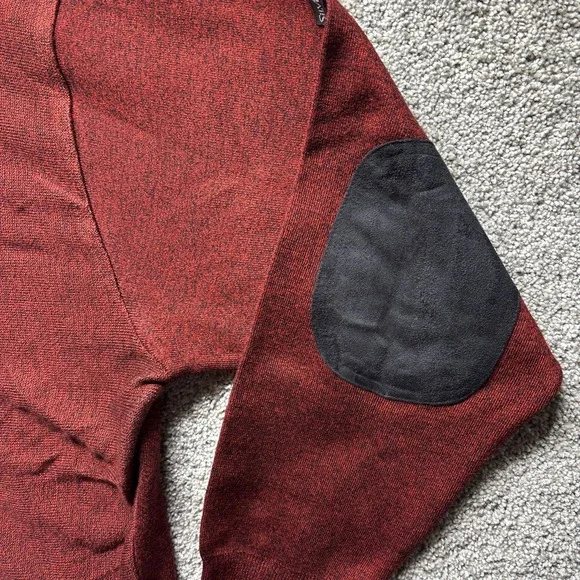 Silversilk Knit Sweater Jacket 4XL Elbow Patches Pockets Full Zip Red Vintage